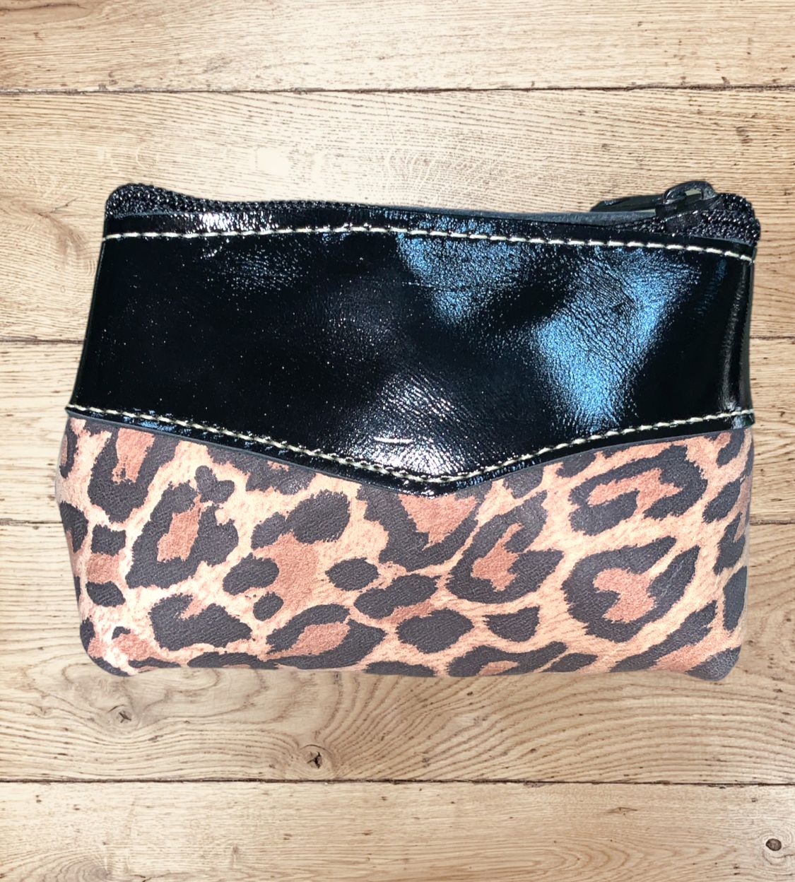 Monedero cuero negro richiato, print
