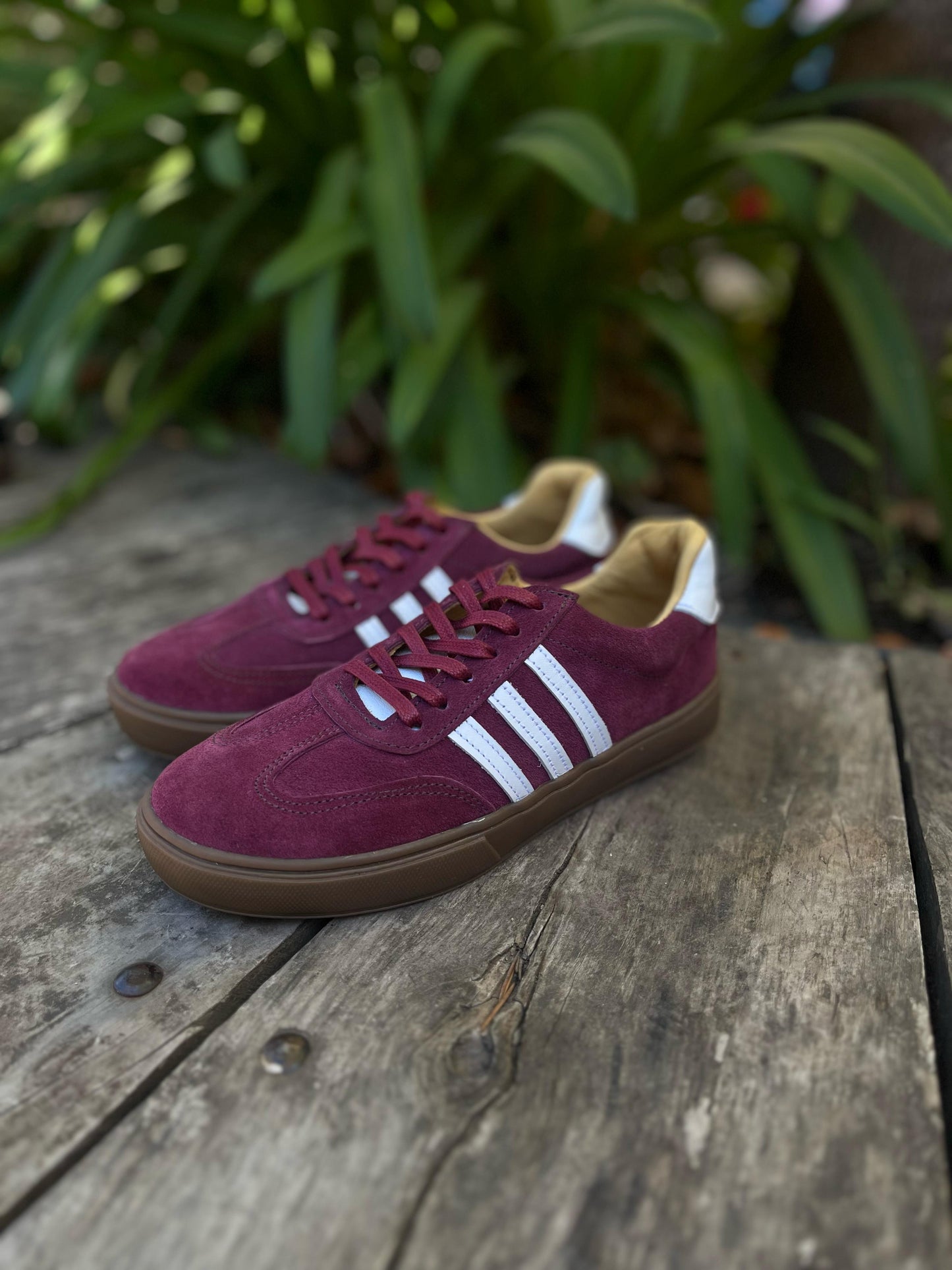 Zapatilla samba cuero reno burdeo