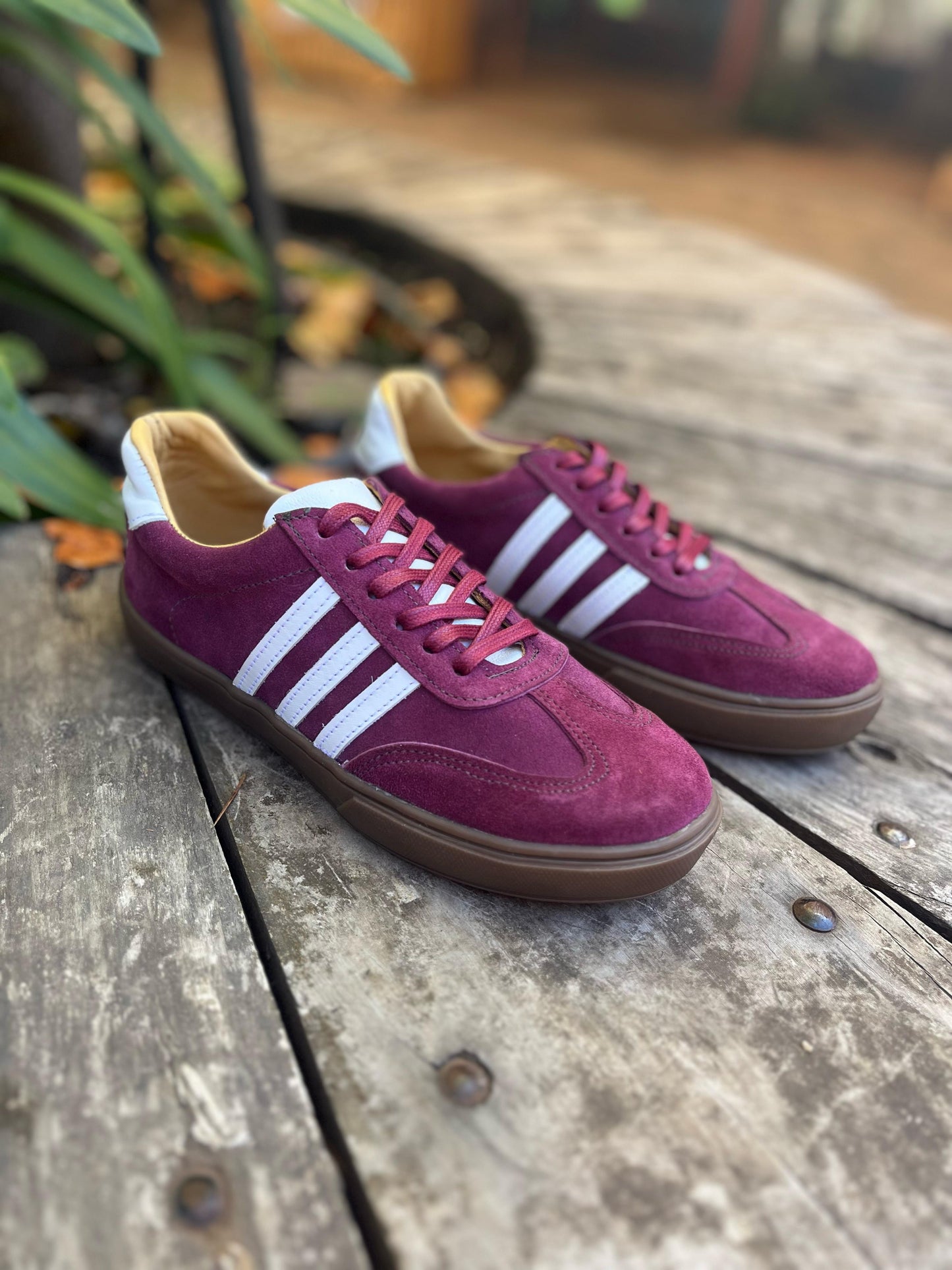 Zapatilla samba cuero reno burdeo