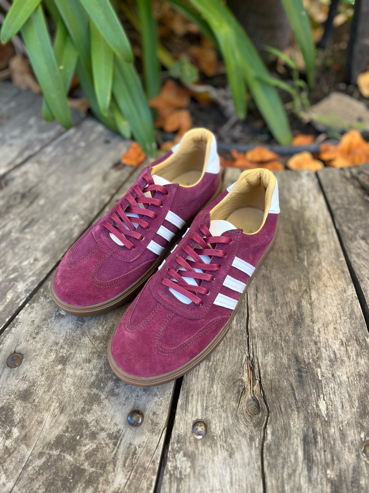 Zapatilla samba cuero reno burdeo