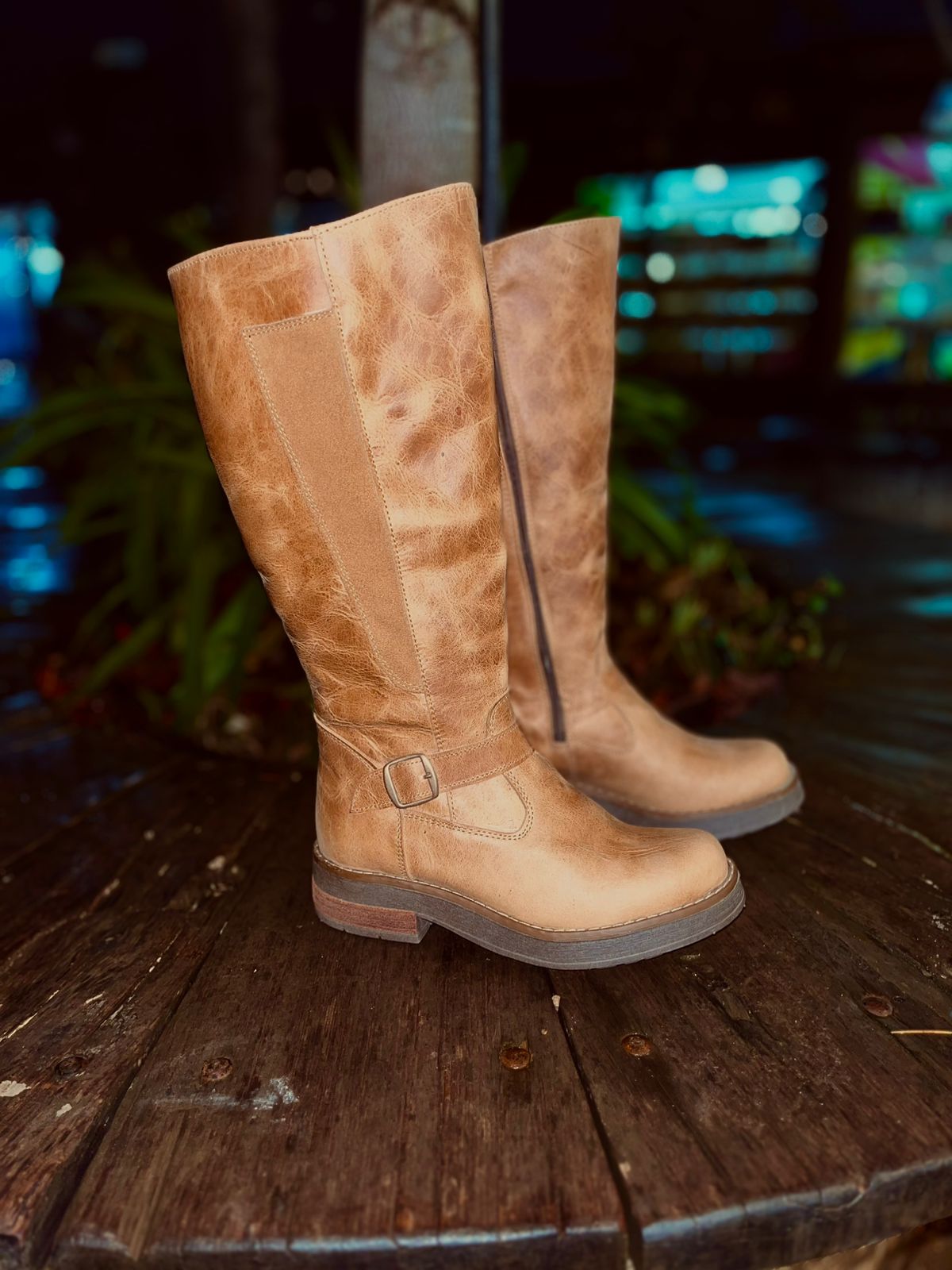Bota Dublín cuero camel c/hebilla