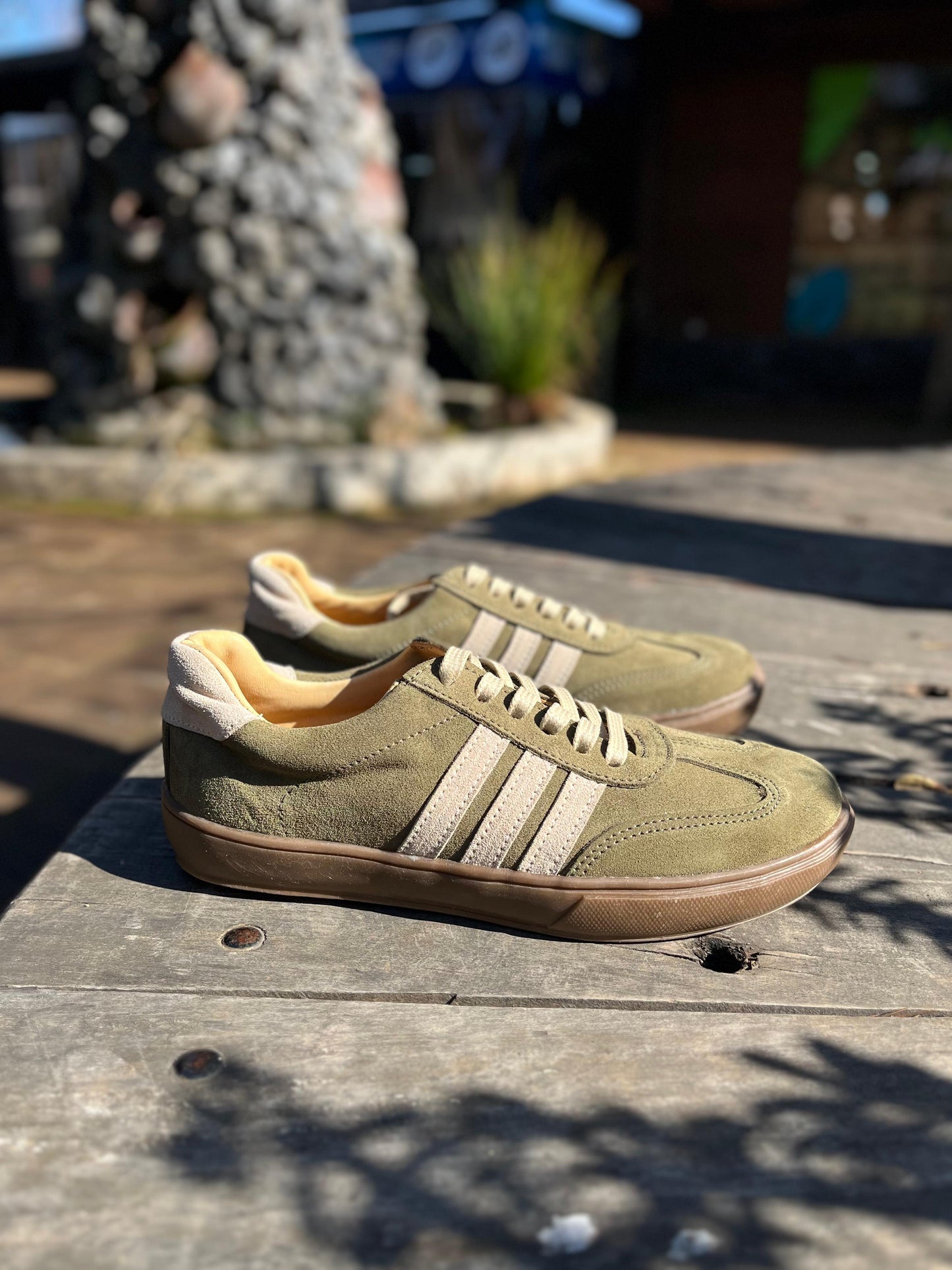Zapatilla samba cuero reno verde