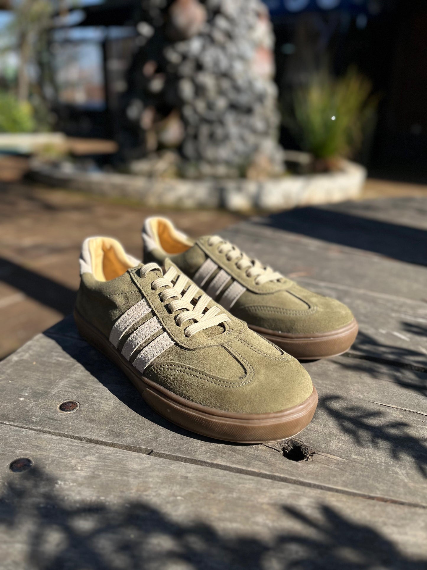 Zapatilla samba cuero reno verde