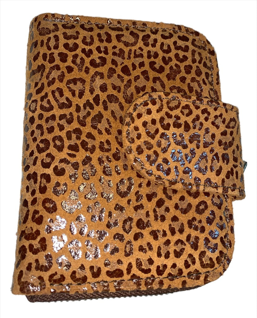 Billetera mujer cuero camel print