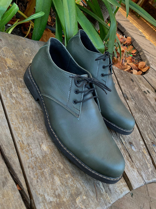 Zapato hombre cuero verde