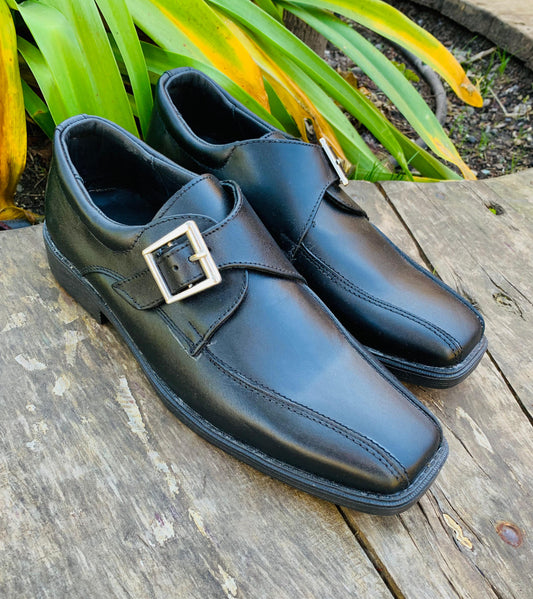 Zapato hombre cuero negro, c/hebilla