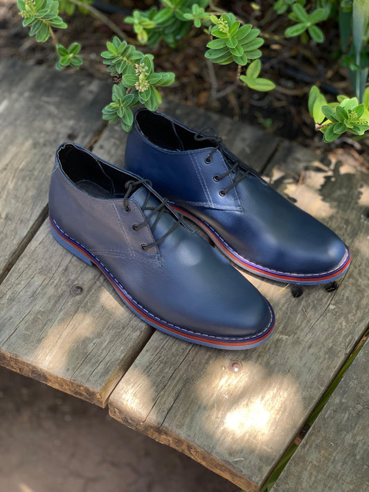 Zapato hombre cuero azul