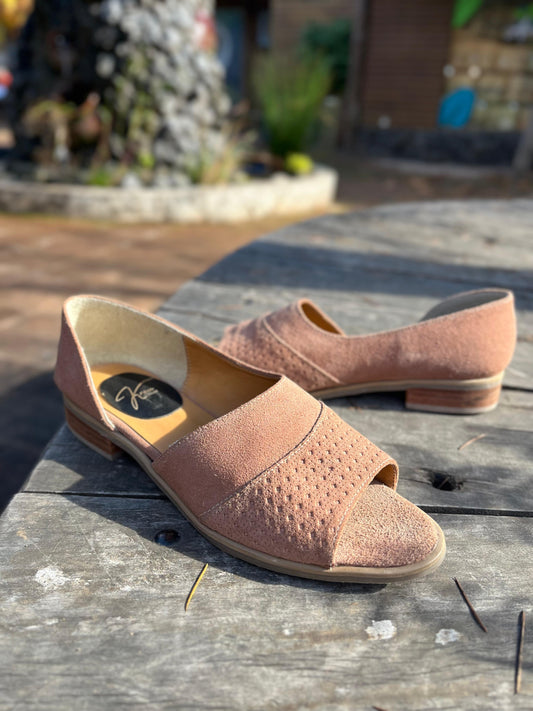 Babucha Luna cuero reno rosado