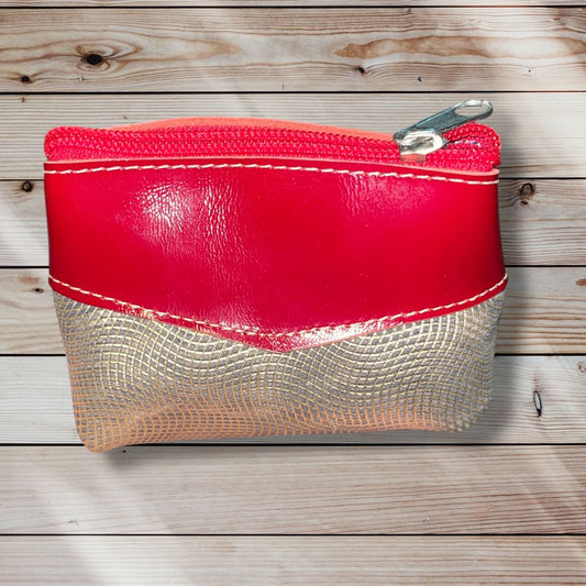 Monedero cuero rojo richiato c/dorado textura