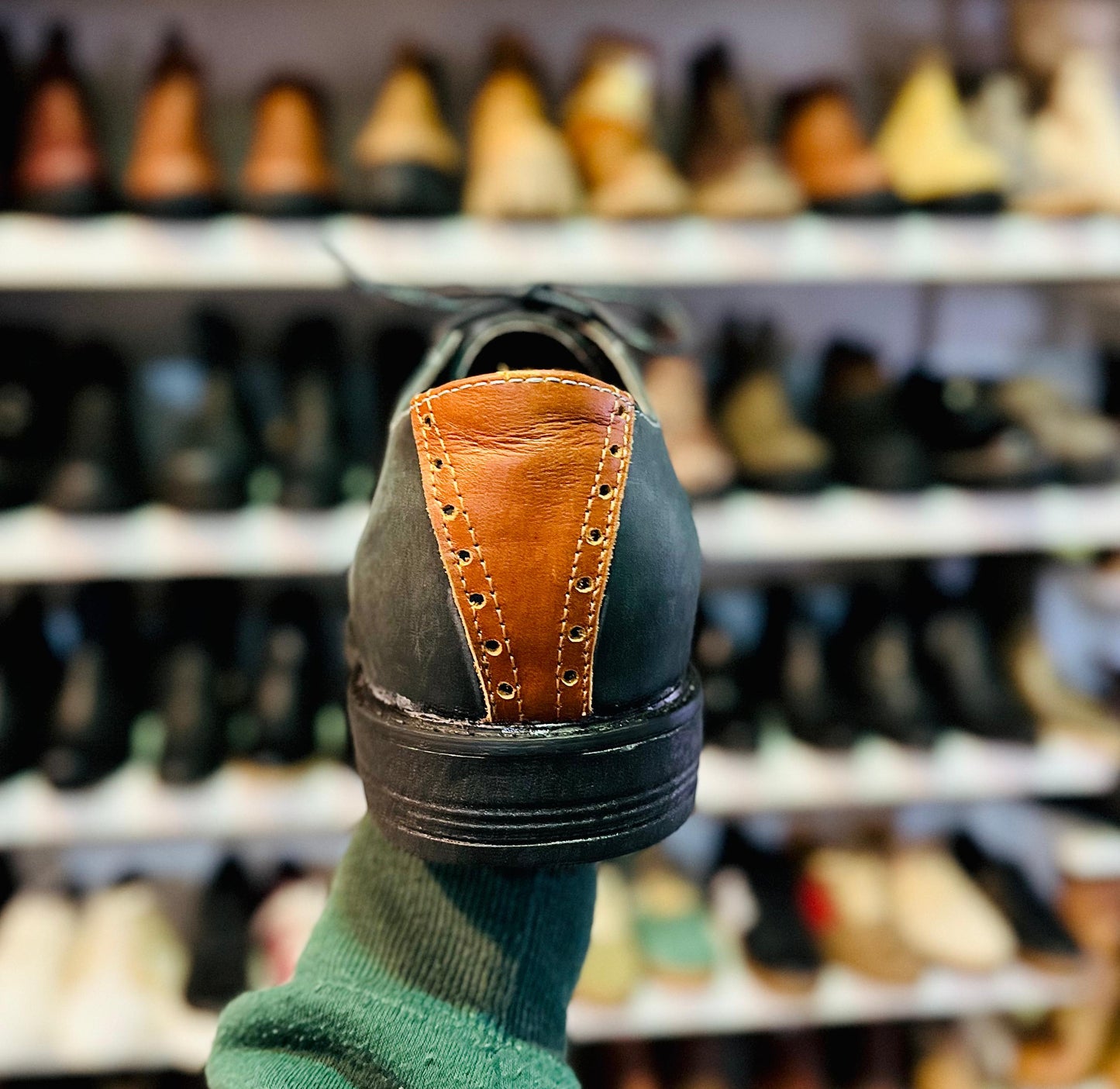 Zapato hombre Luis cuero gris engrasado, talón camel
