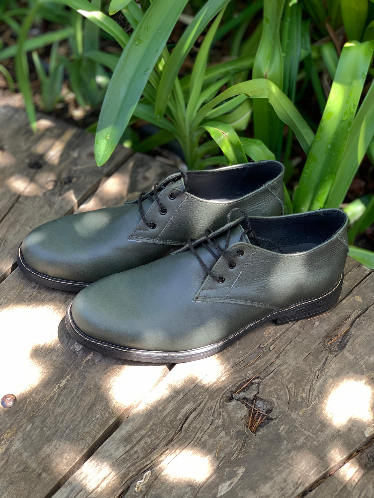 Zapato hombre cuero verde