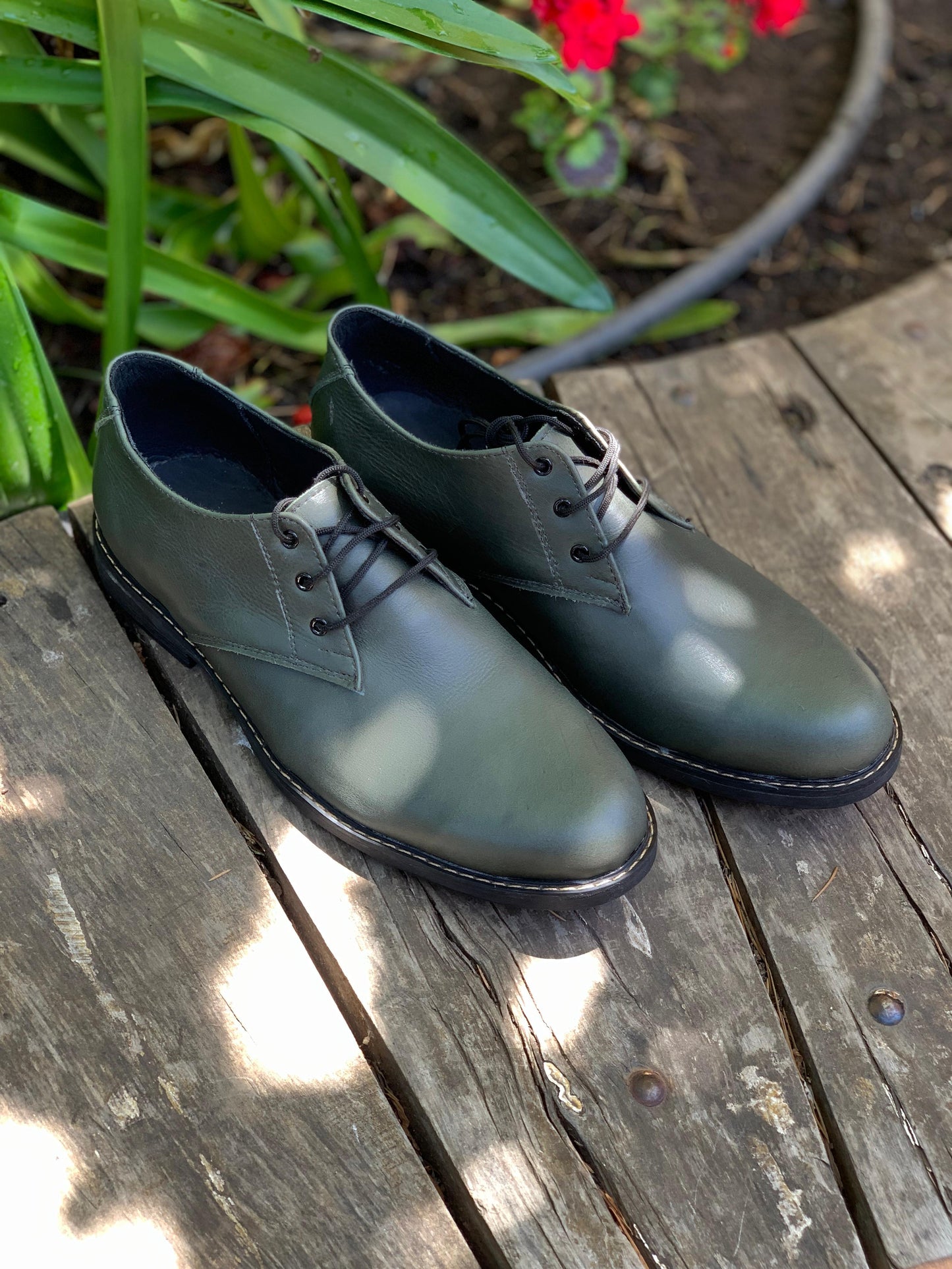 Zapato hombre cuero verde