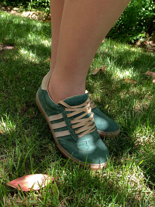 Zapatilla samba cuero reno verde oscuro