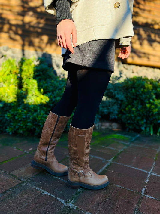 Bota Dublín cuero camel c/hebilla